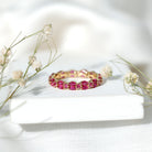 Rosec Jewels-Marquise and Round Cut Created Ruby Contemporary Eternity Ring