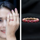 Rosec Jewels-Marquise and Round Cut Created Ruby Contemporary Eternity Ring
