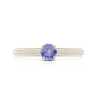 Natural Tanzanite Engagement Ring with Pave Diamond Side Stones AAA - Rosec Jewels
