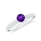 Rosec Jewels-Natural Amethyst Engagement Ring with Diamond for Women