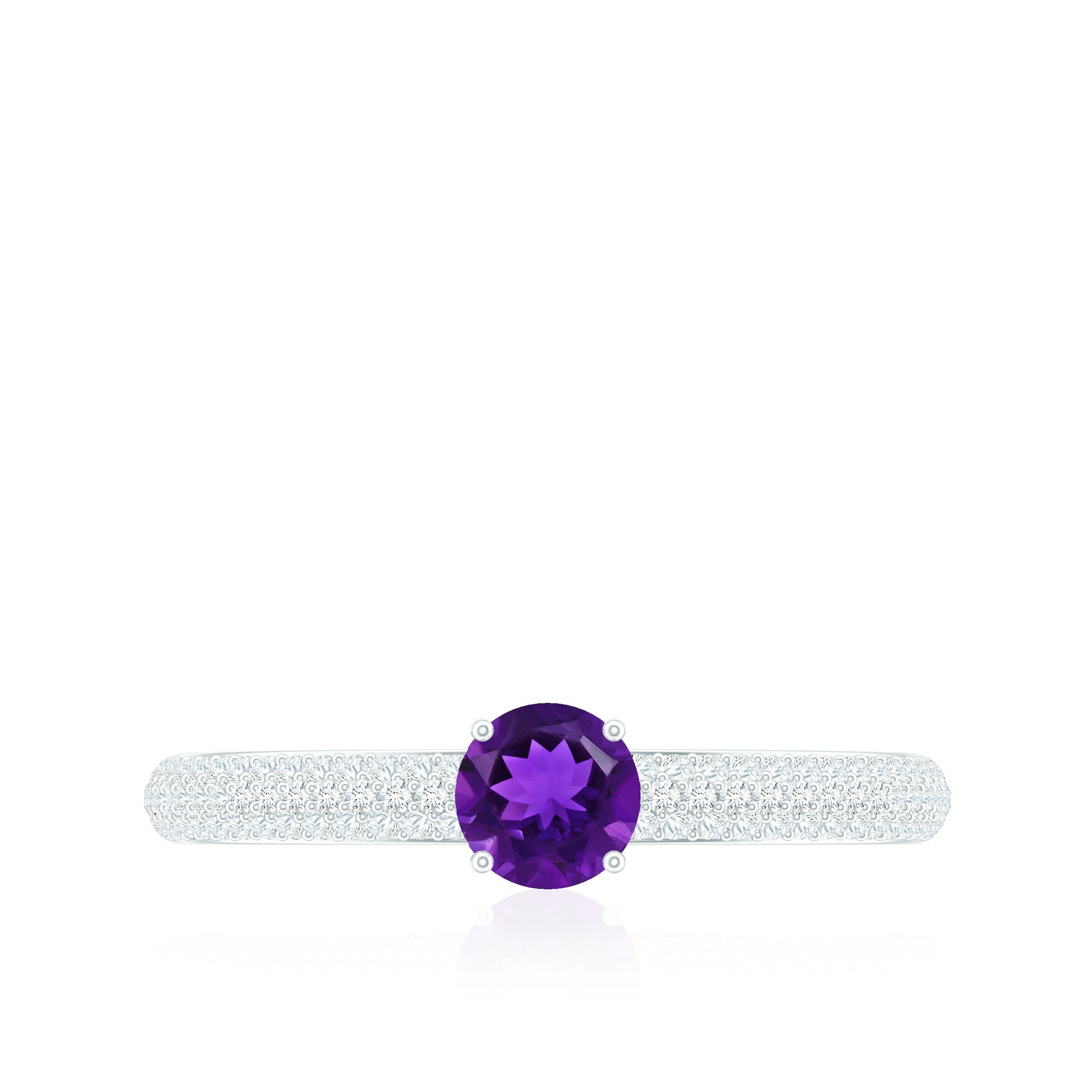 Rosec Jewels-Natural Amethyst Engagement Ring with Diamond for Women