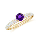 Rosec Jewels-Natural Amethyst Engagement Ring with Diamond for Women