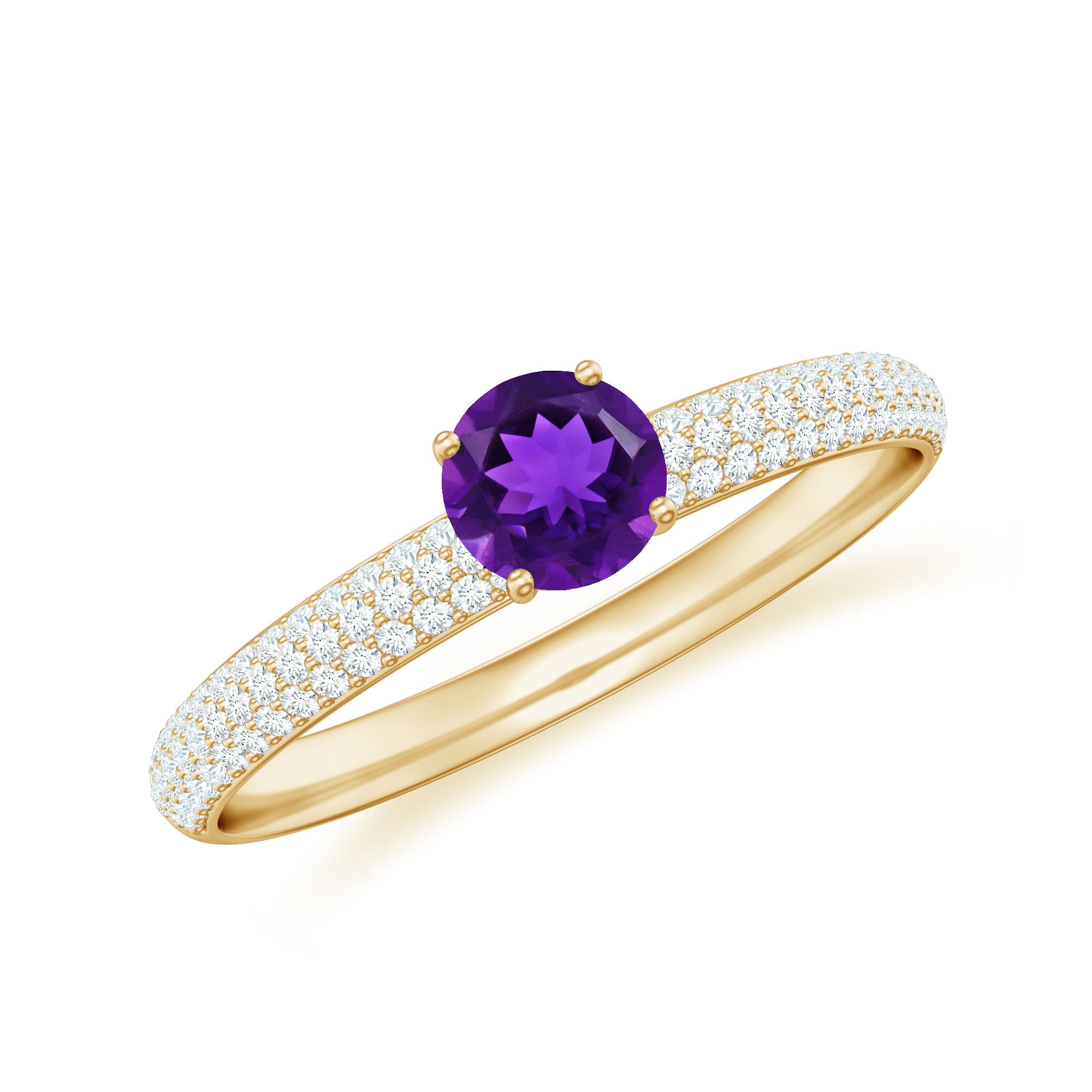 Rosec Jewels-Natural Amethyst Engagement Ring with Diamond for Women