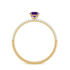 Rosec Jewels-Natural Amethyst Engagement Ring with Diamond for Women
