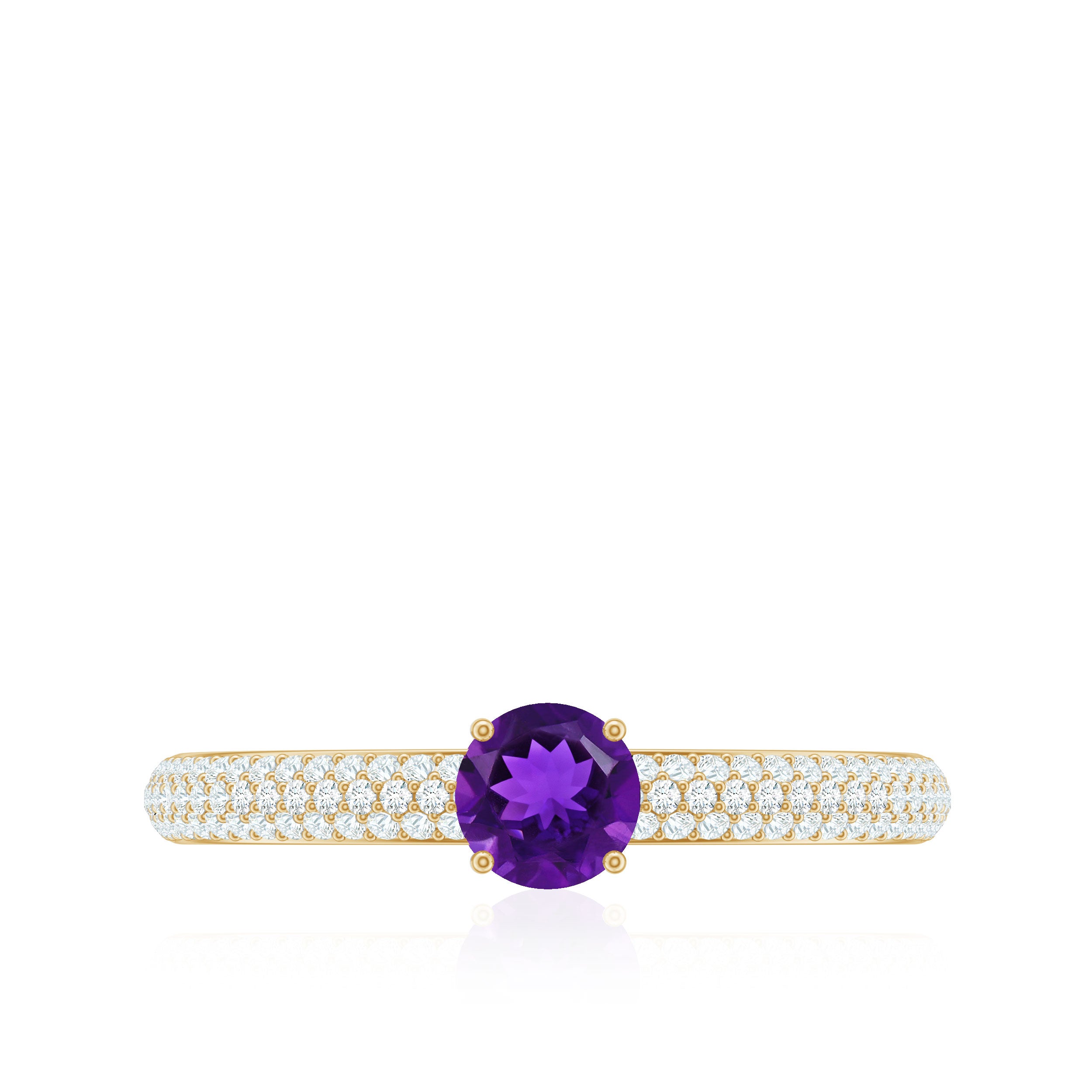 Rosec Jewels-Natural Amethyst Engagement Ring with Diamond for Women