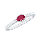 East West Style Pear Shape Ruby Promise Ring with Diamond AAA - Rosec Jewels