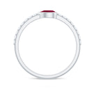 East West Style Pear Shape Ruby Promise Ring with Diamond AAA - Rosec Jewels