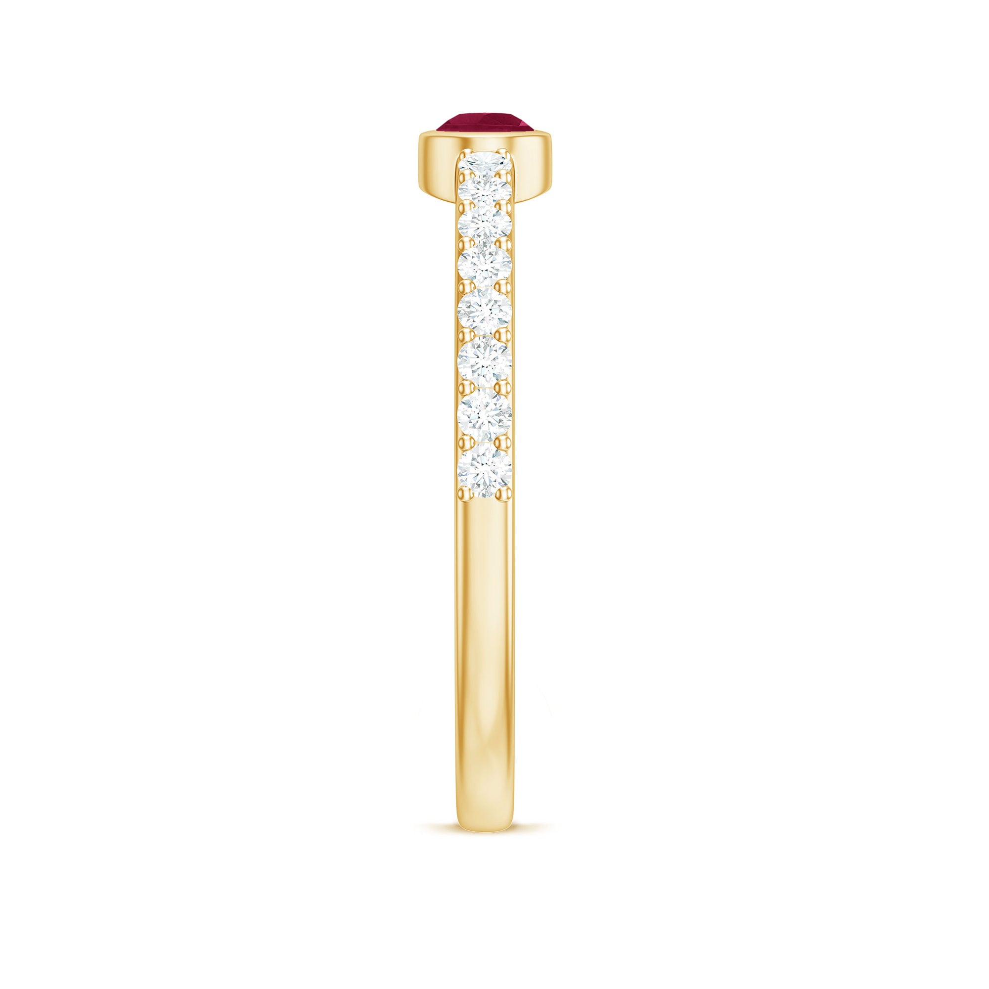 Rosec Jewels-East West Style Pear Shape Ruby Promise Ring with Diamond
