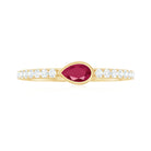 East West Style Pear Shape Ruby Promise Ring with Diamond AAA - Rosec Jewels