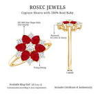 Rosec Jewels-Natural 1.8 Carat Ruby Diamond Flower Engagement Ring for Women