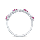 Alternate Semi Eternity Ring with Pink Tourmaline and Diamond AAA - Rosec Jewels
