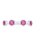 Alternate Semi Eternity Ring with Pink Tourmaline and Diamond AAA - Rosec Jewels