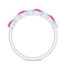 Natural Pink Tourmaline and Diamond Wedding Band For Her AAA - Rosec Jewels