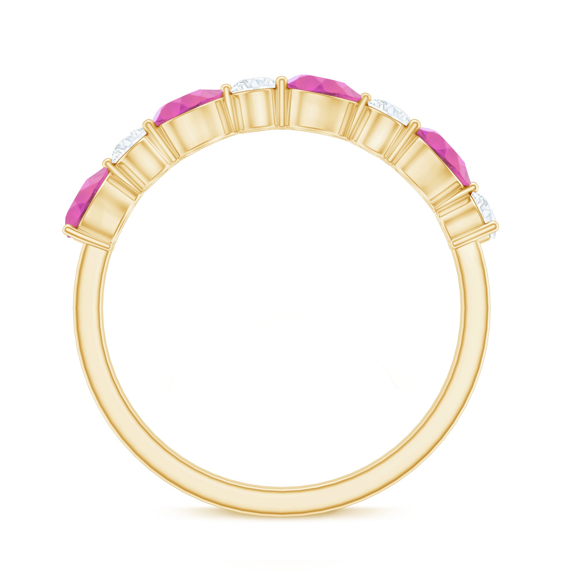 Rosec Jewels-Natural Pink Tourmaline and Diamond Wedding Band For Her