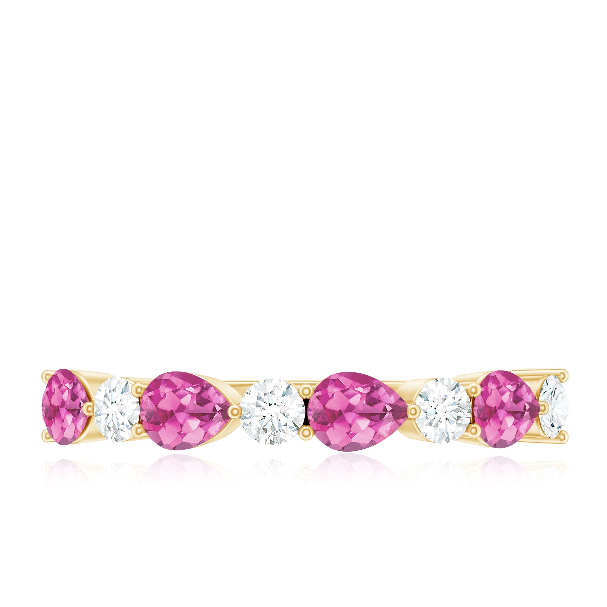Rosec Jewels-Natural Pink Tourmaline and Diamond Wedding Band For Her
