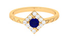 Rosec Jewels-3/4 CT Minimal Blue Sapphire and Diamond Ring with Textured Details