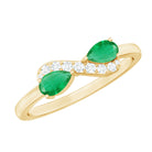 Rosec Jewels-Natural Pear Emerald and Diamond Infinity Promise Ring