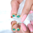 Rosec Jewels-Natural Pear Emerald and Diamond Infinity Promise Ring