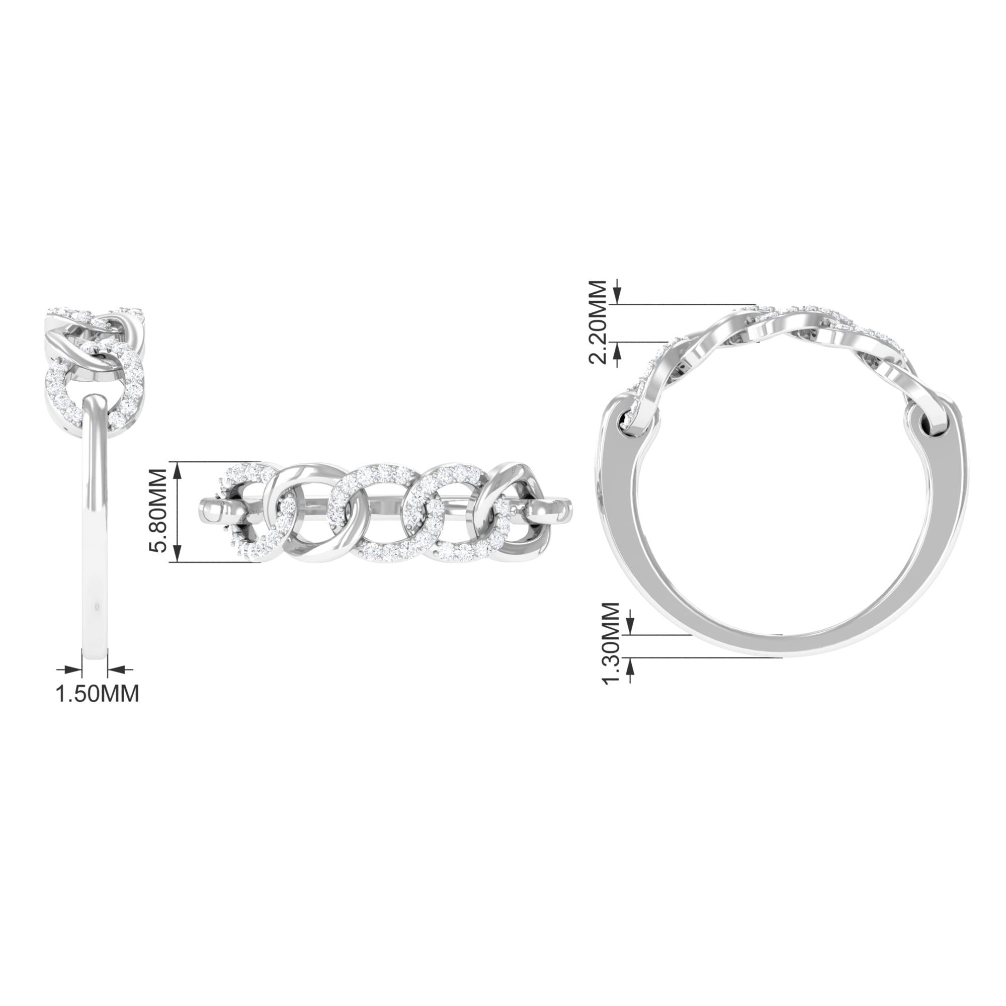 Contemporary Diamond Interlock Ring with Certificate Natural - ( HI-SI ) - Rosec Jewels