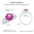 Created Pink Sapphire Engagement Ring with Moissanite Side Stones AAAA - Rosec Jewels