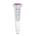 Created Pink Sapphire Engagement Ring with Moissanite Side Stones AAAA - Rosec Jewels
