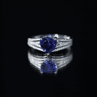 Certified 2 Carat Lab Grown Blue Sapphire Heart Engagement Ring with Diamond Split Shank AAAA - Rosec Jewels