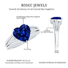 Certified 2 Carat Lab Grown Blue Sapphire Heart Engagement Ring with Diamond Split Shank AAAA - Rosec Jewels