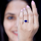 Certified 2 Carat Lab Grown Blue Sapphire Heart Engagement Ring with Diamond Split Shank AAAA - Rosec Jewels