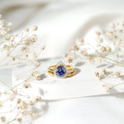 Certified 1.6 Carat Lab Grown Blue Sapphire Pear Shaped Engagement Ring Set with Diamond AAAA - Rosec Jewels