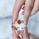 3.3 Carat Pear Shaped Lab Grown Orange Sapphire Wedding Ring Set with Diamond AAAA - Rosec Jewels