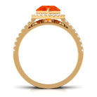 Lab Grown Orange Sapphire Teardrop Engagement Ring Set Lab Created Orange Sapphire - ( AAAA ) - Quality - Rosec Jewels
