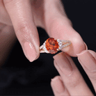 Classic Lab Created Orange Sapphire Oval Engagement Ring With Moissanite Lab Created Orange Sapphire - ( AAAA ) - Quality - Rosec Jewels