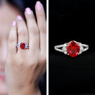 Certified 4 Carat Lab Grown Ruby Oval Engagement Ring With Diamond AAAA - Rosec Jewels