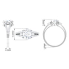 Solitaire Cubic Zirconia Oval Engagement Ring with Side Stones Zircon - ( AAAA ) - Quality - Rosec Jewels