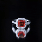 Certified 6 Carat Lab Grown Orange Sapphire Asscher Cut Engagement Ring AAAA 92.5 Sterling Silver - Rosec Jewels