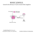 Created Pink Sapphire and Moissanite Halo Engagement Ring Lab Created Pink Sapphire - ( AAAA ) - Quality - Rosec Jewels