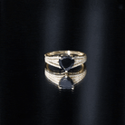 Certified 2.4 Carat Lab Grown Black Diamond Heart Engagement Ring with White Diamond Split Shank AAAA ( Synthetic ) - Rosec Jewels