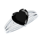 Certified 2.4 Carat Lab Grown Black Diamond Heart Engagement Ring with White Diamond Split Shank AAAA ( Synthetic ) - Rosec Jewels
