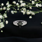Certified 2.4 Carat Lab Grown Black Diamond Heart Engagement Ring with White Diamond Split Shank AAAA ( Synthetic ) - Rosec Jewels