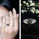 Certified 2.4 Carat Lab Grown Black Diamond Heart Engagement Ring with White Diamond Split Shank AAAA ( Synthetic ) - Rosec Jewels