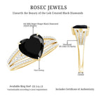 Certified 2.4 Carat Lab Grown Black Diamond Heart Engagement Ring with White Diamond Split Shank AAAA ( Synthetic ) - Rosec Jewels