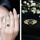 Certified 2.4 Carat Lab Grown Black Diamond Heart Engagement Ring with White Diamond Split Shank AAAA ( Synthetic ) - Rosec Jewels