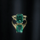8 Carat Lab Grown Emerald Engagement Ring in Yellow Gold Plated Silver AAAA 14K Yellow Gold Plated Silver - Rosec Jewels
