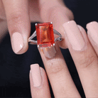 Solitaire Created Orange Sapphire Split Shank Engagement Ring Lab Created Orange Sapphire - ( AAAA ) - Quality - Rosec Jewels