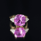 Lab Grown Pink Sapphire Solitaire Engagement Ring with Diamond Trio AAAA - Rosec Jewels