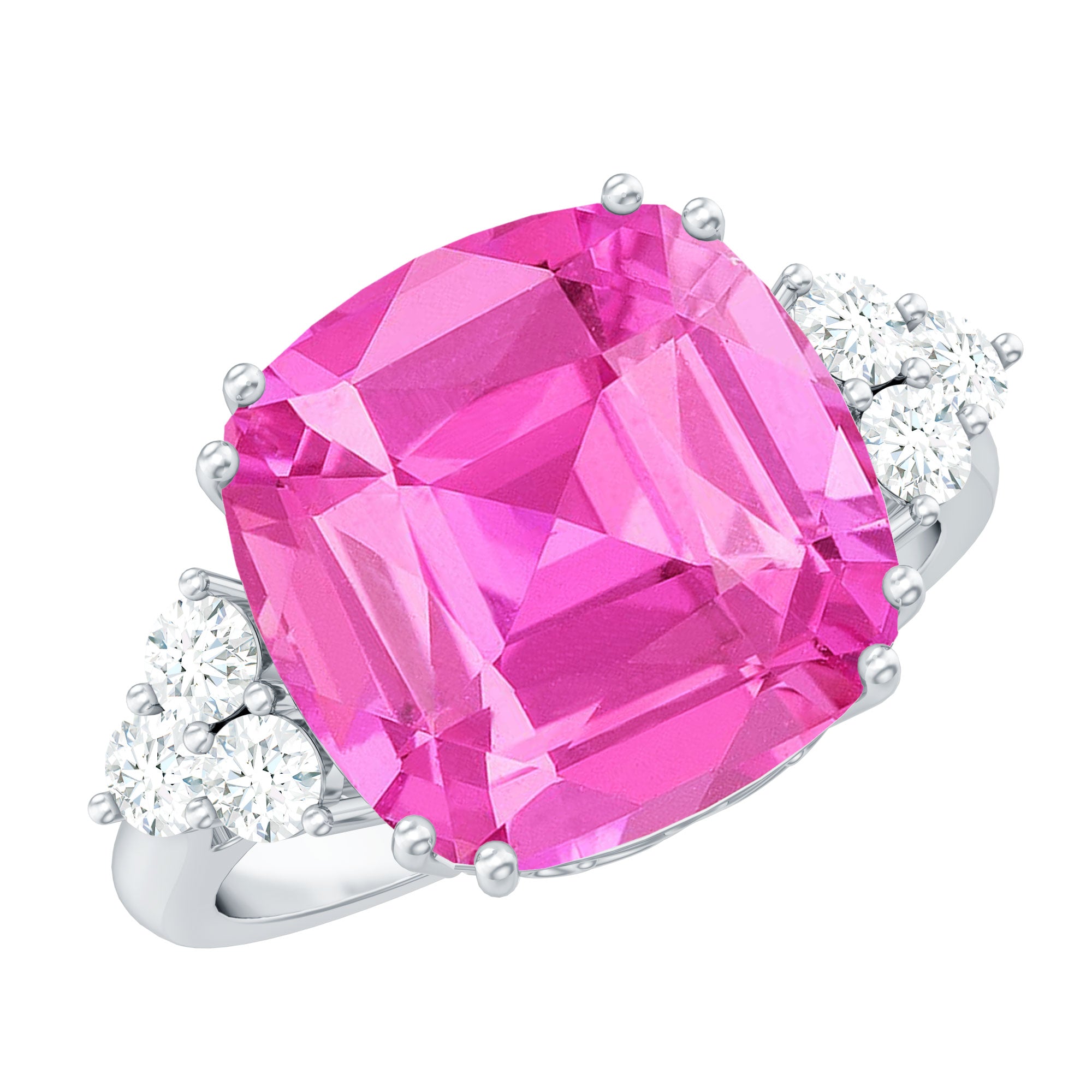 Lab Grown Pink Sapphire Solitaire Engagement Ring with Diamond