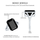 9 Carat Solitaire Lab Grown Black Diamond Emerald Cut Engagement Ring AAAA ( Synthetic ) - Rosec Jewels