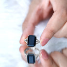 9 Carat Solitaire Lab Grown Black Diamond Emerald Cut Engagement Ring AAAA ( Synthetic ) - Rosec Jewels