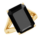 9 Carat Solitaire Lab Grown Black Diamond Emerald Cut Engagement Ring AAAA ( Synthetic ) - Rosec Jewels