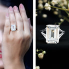 Rosec Jewels-Certified 10X14 MM Emerald Cut Moissanite Engagement Ring for Women